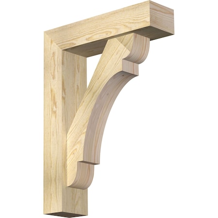 Ekena Millwork Olympic Block Rough Sawn Bracket w/ Offset Brace, Douglas Fir, 6"W x 22"D x 30"H BKT0604X22X30OLY05RDF